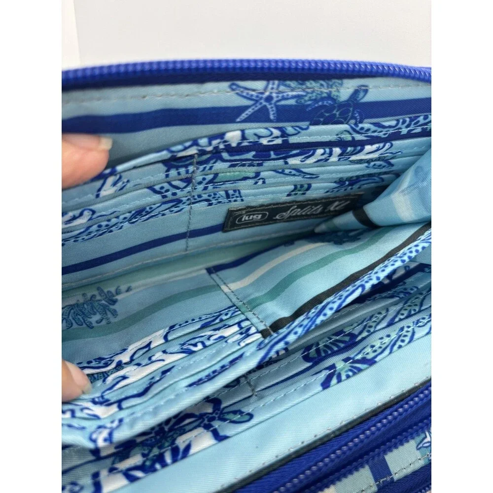 NWT Lug long Splits Compact RFID Wallet wristlet blue ocean starfish turtles